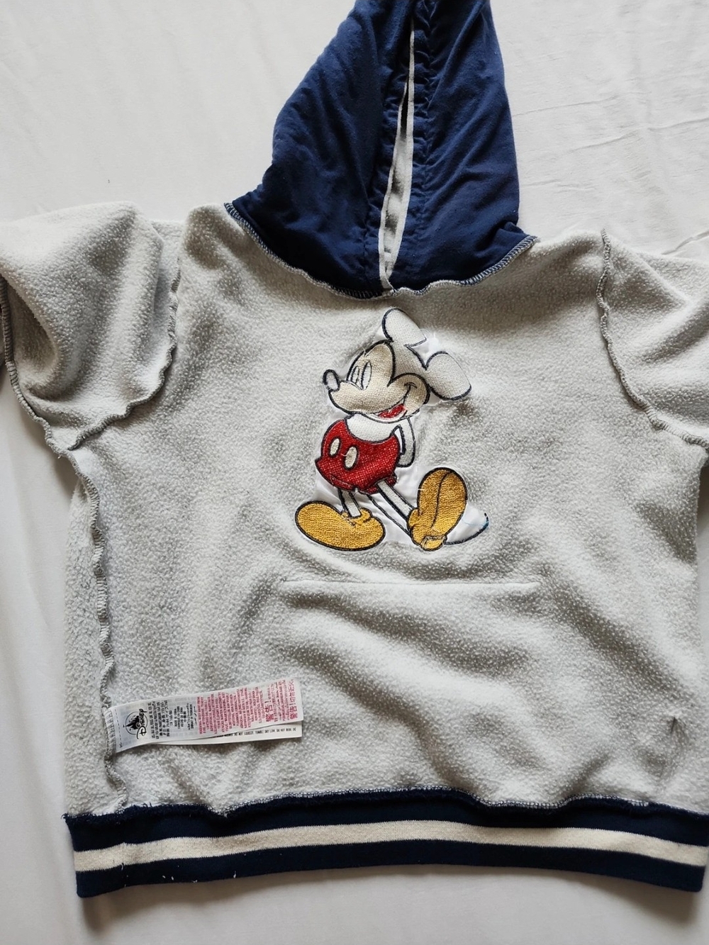 Disney Parks Mickey Mouse Embroidered Varsity Hoodie Gray Youth XL - Picture 9 of 10